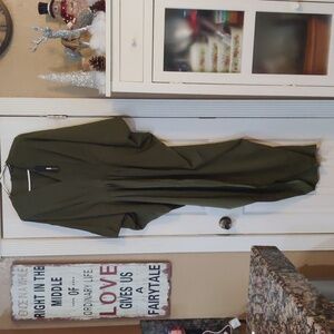 Green batwing formal dress